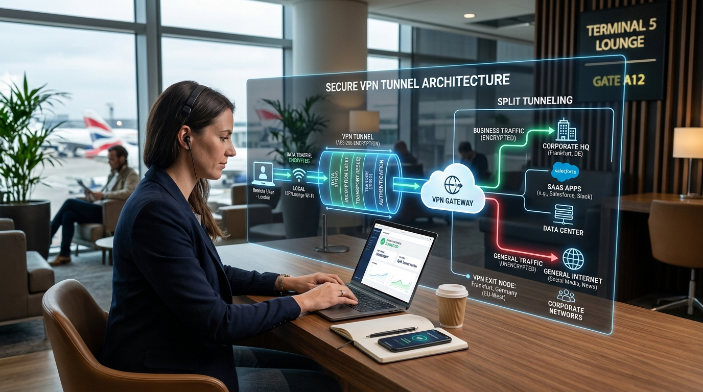 Secure VPN tunnel architecture and geolocation exit node management